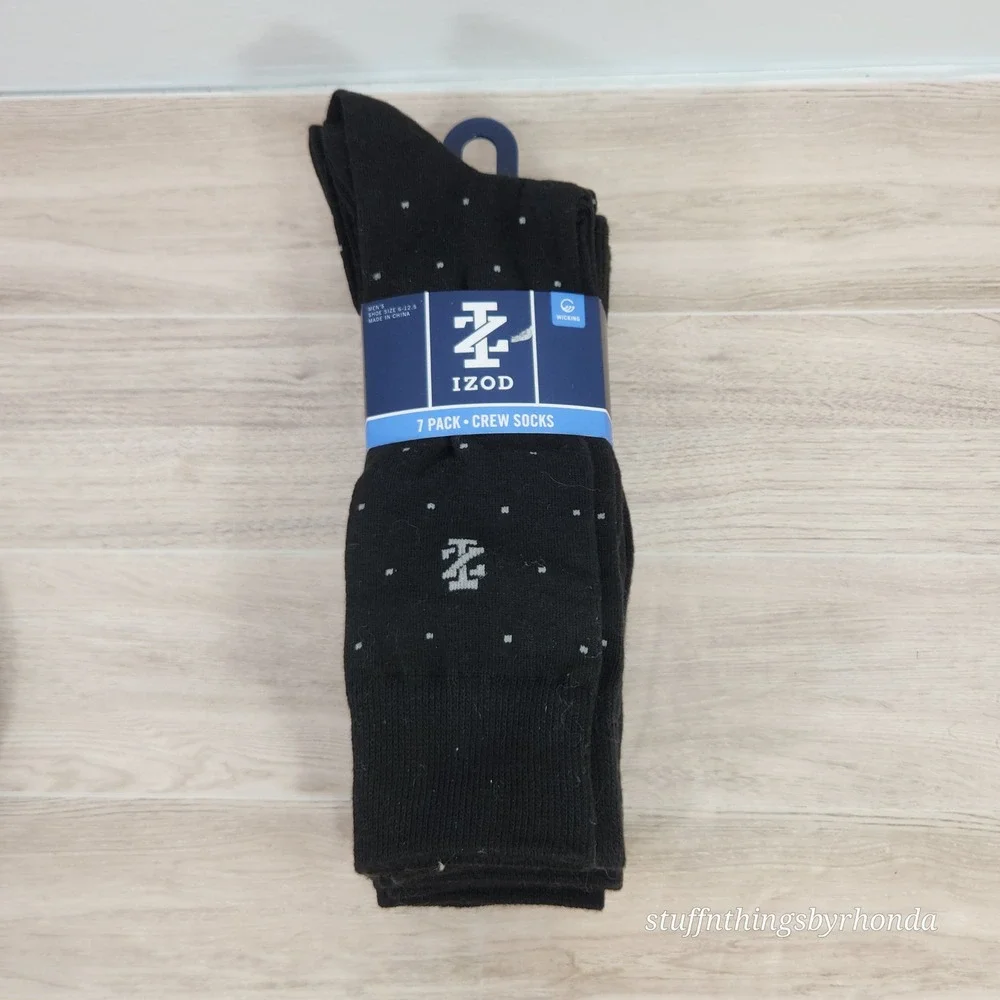 IZOD Crew Socks‎ 6 Pack Wicking Stretch Reinforced Seams Men's Shoe Size 6-12.5